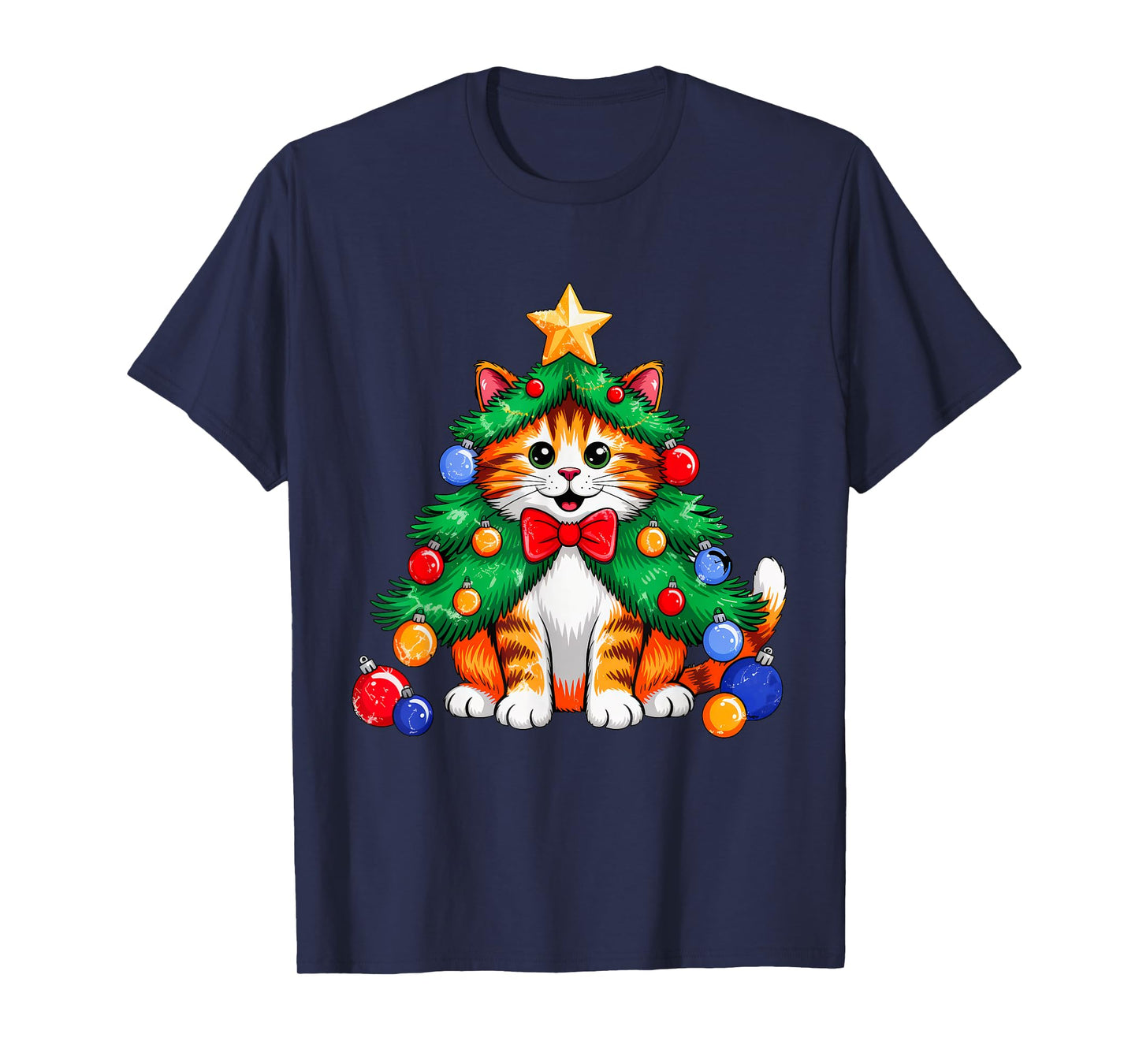 Ginger Cat Christmas Tree Cute Xmas Girls Kids Toddler Women T-Shirt