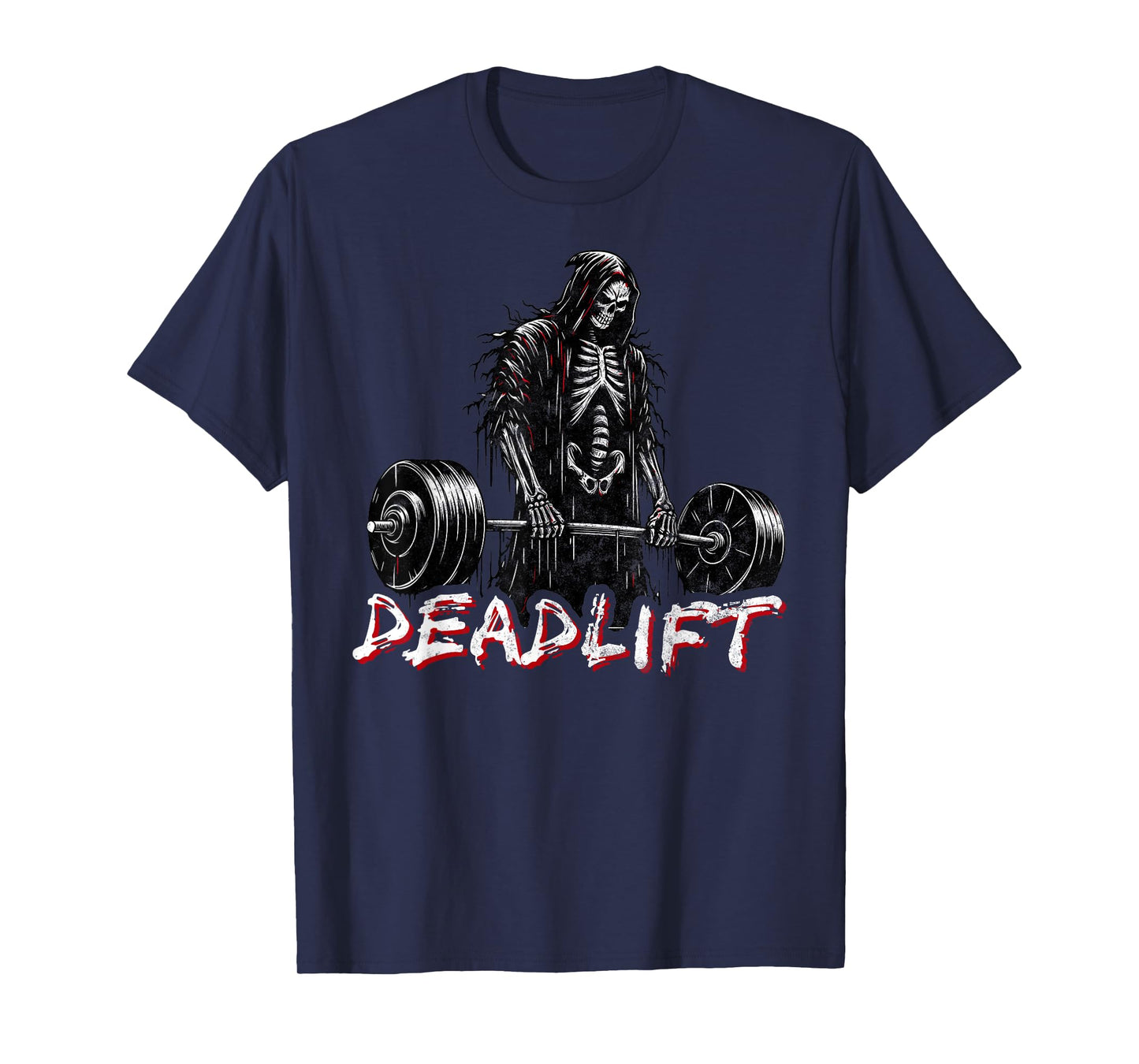 Deadlift Skeleton Halloween Gym Jokes Weightlifting Workout T-Shirt
