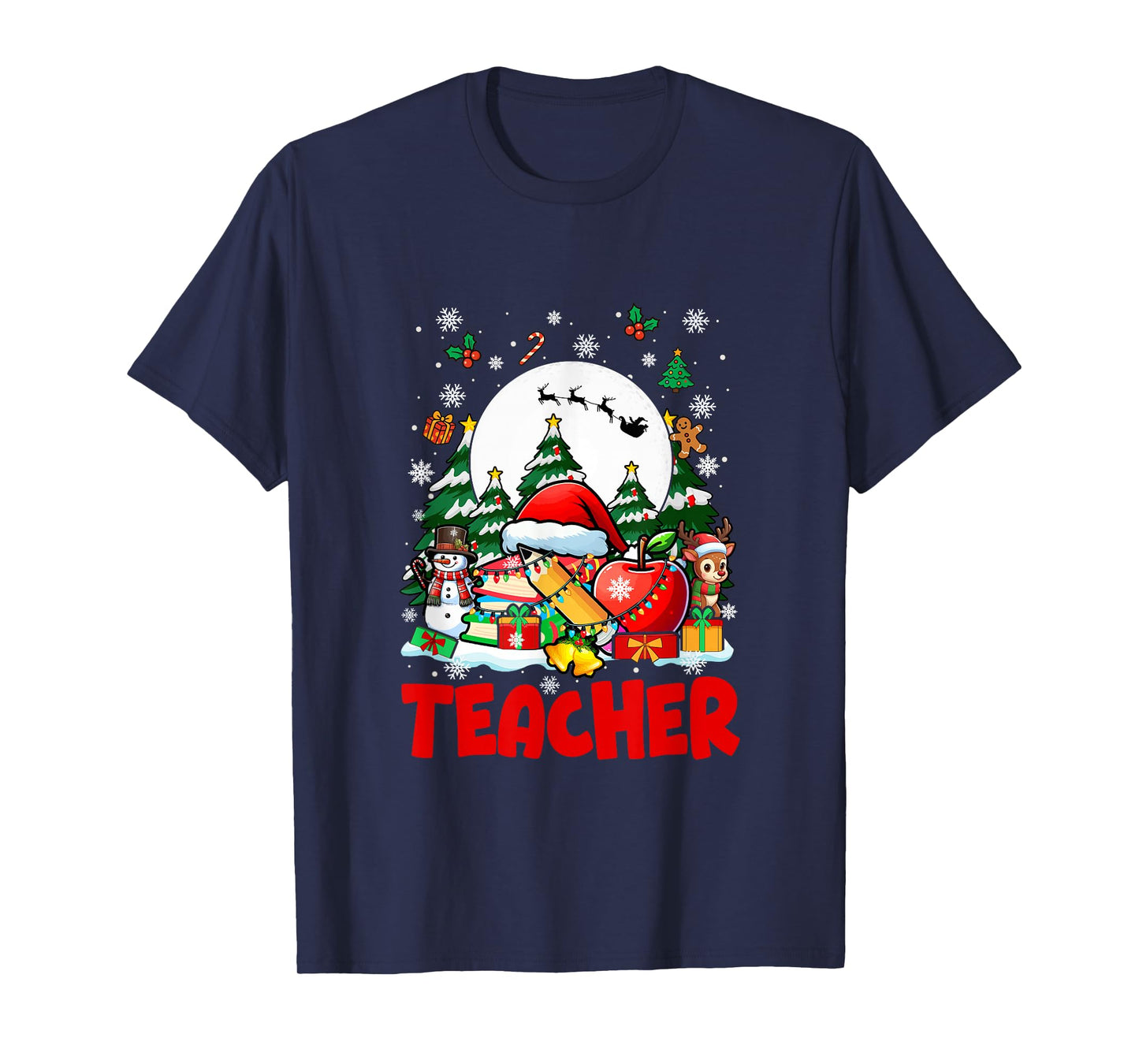Teacher Job Tools Santa Snowmen Reindeer Christmas Trees T-Shirt