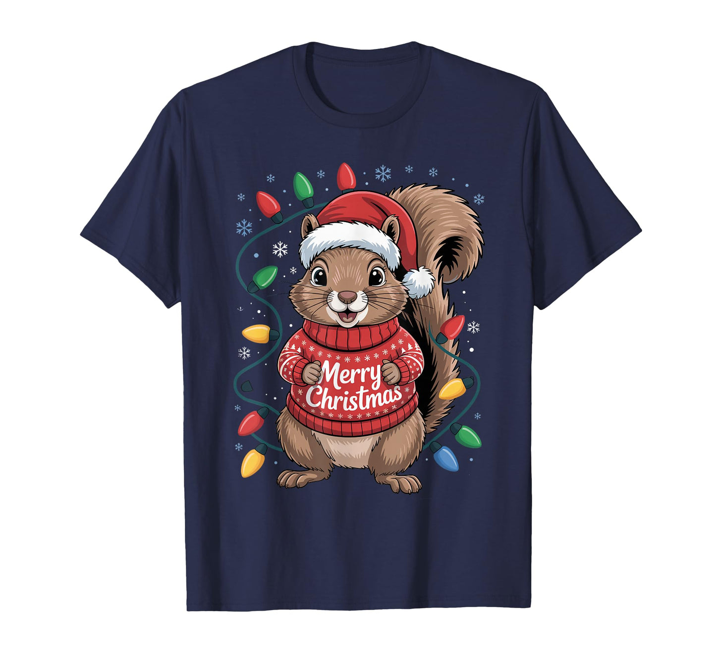 Merry Christmas Rock Squirrel Festive Holiday Cheer Funny T-Shirt