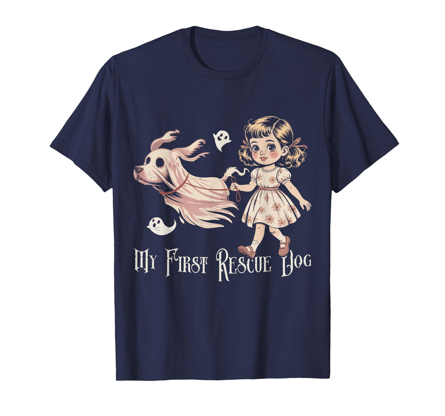 My First Rescue Dog Halloween Creepy Zombie Skeleton Ghost T-Shirt