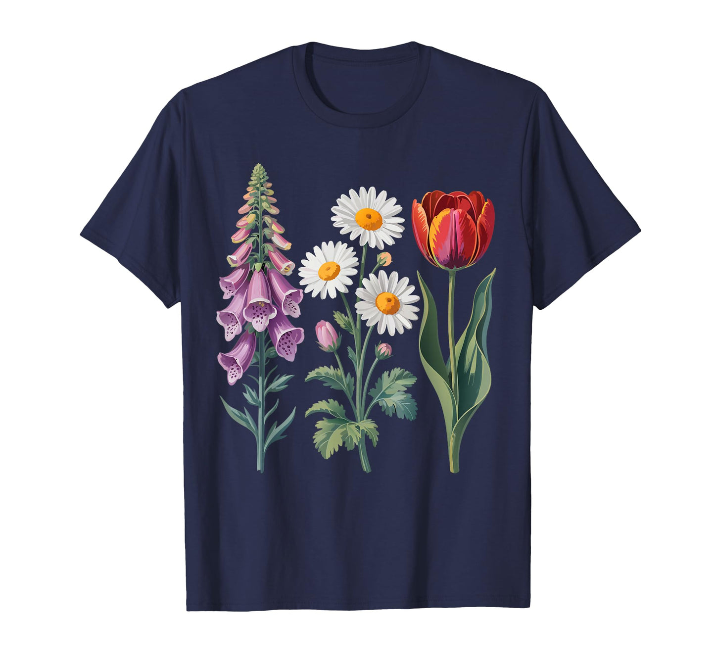 foxglove daisy tulip vintage Flower Girl women T-Shirt