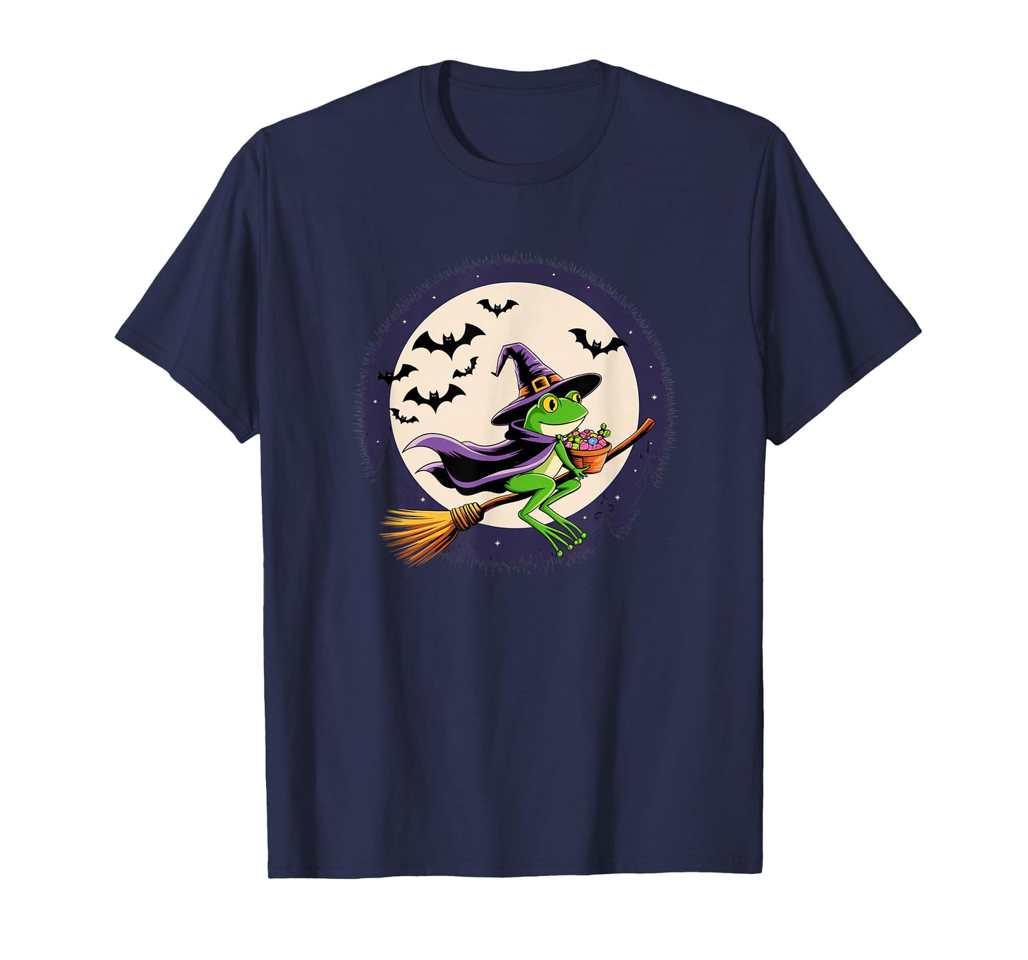 Frog Witch Hat Pumpkin Halloween Costume Men Women Kids T-Shirt