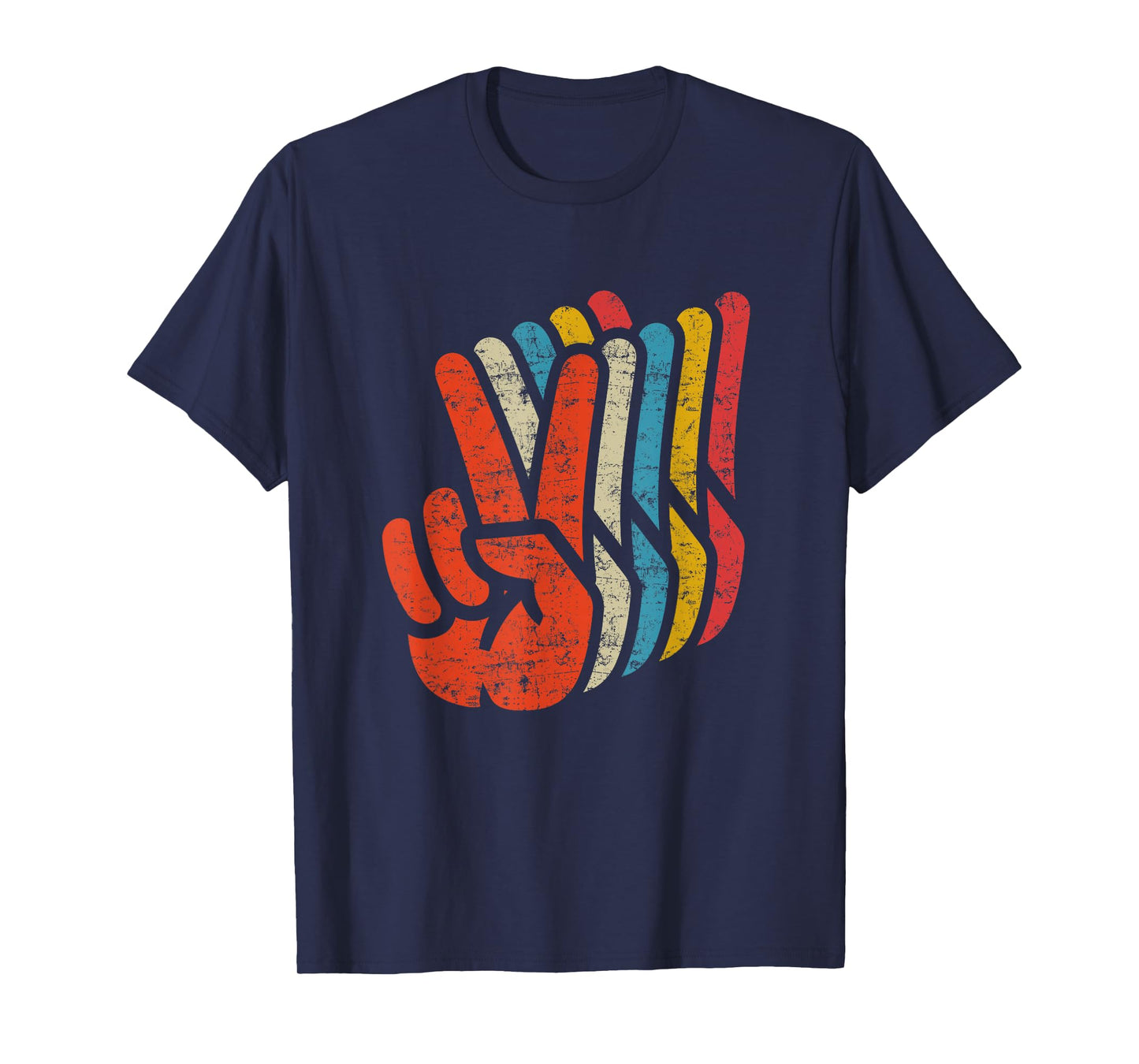 Retro Peace Sign V Fingers Graphic 60s 70s Vintage Peace T-Shirt