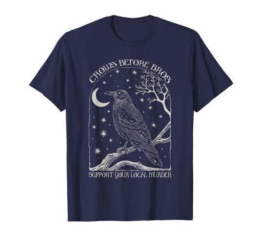 Crows Before Bros Support Your Local Murder Vintage Raven T-Shirt