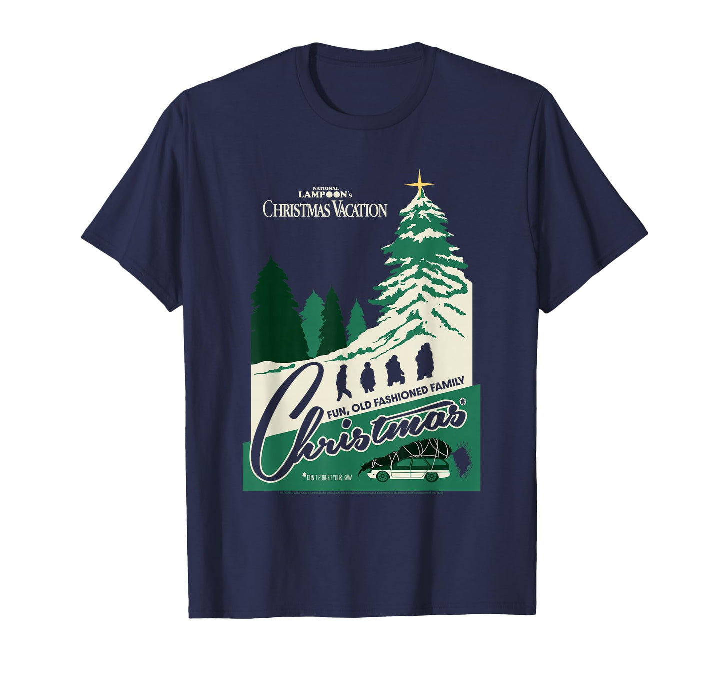 Christmas Vacation Fun Old Fashioned Postcard Holiday Movie T-Shirt