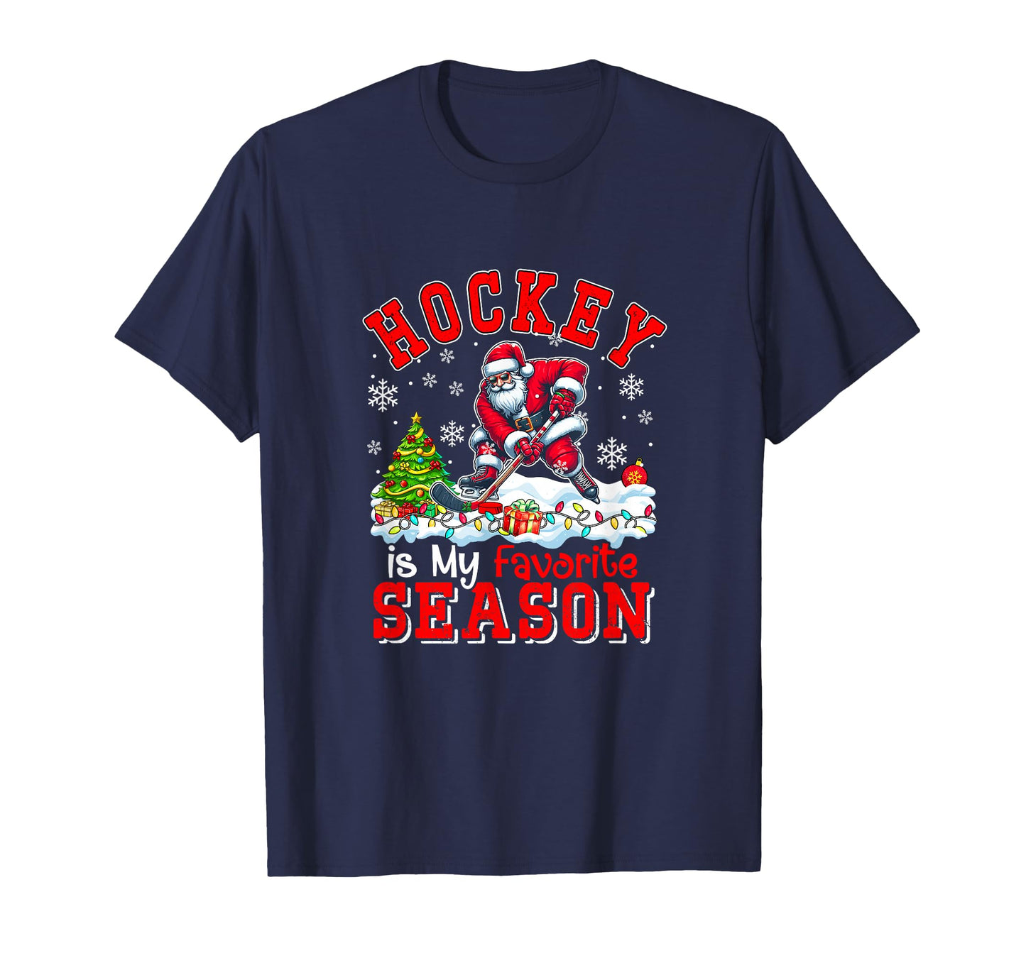 Hockey is Favorite Season Costume Player Christmas Santa T-Shirt