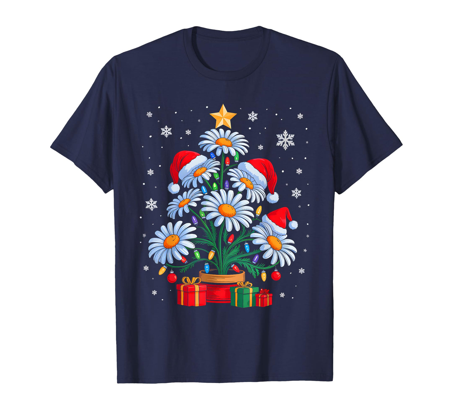 Santa Daisy Christmas Tree Xmas Lights Santa Daisy Women T-Shirt