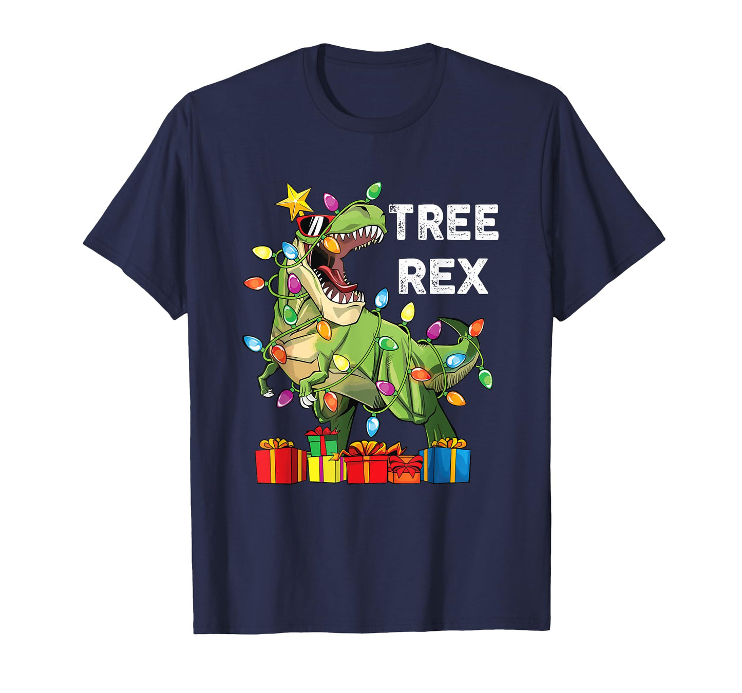 Christmas Dinosaur Tree Rex Xmas Trex Boys Men Toddler Kids T-Shirt
