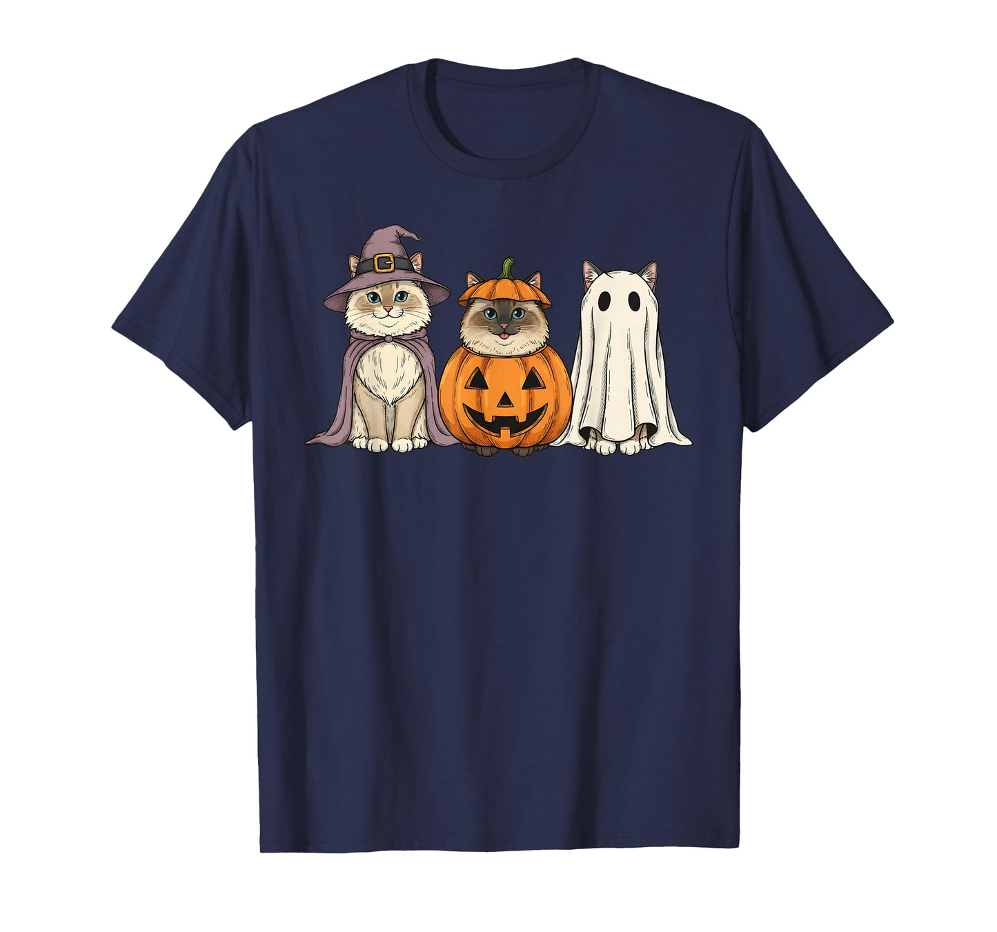Spooky Ghost Ragdoll Cat Lover Pumpkin Halloween T-Shirt