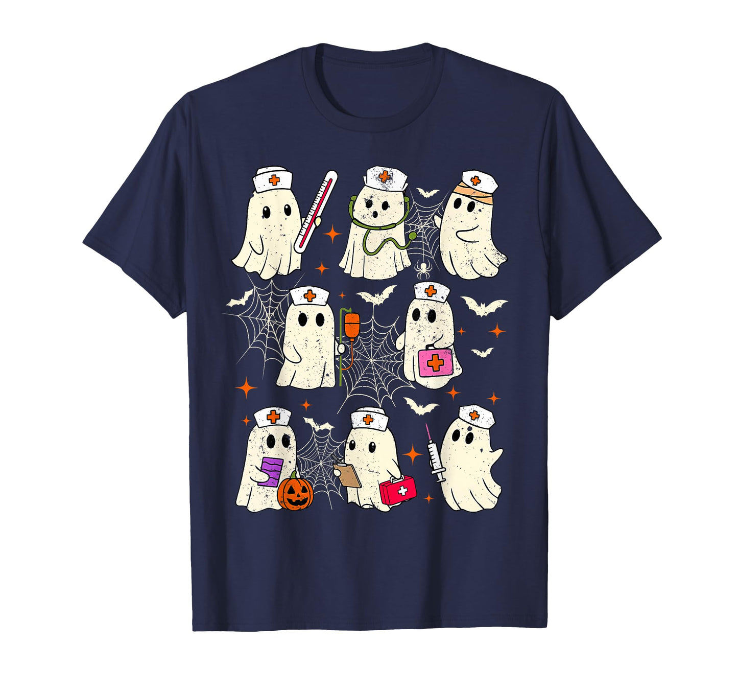 Funny Nurses Ghost Scrub Top Stethoscope RN Nursing Medical T-Shirt