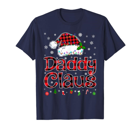 Daddy Claus Christmas Lights Xmas Pajama Matching Family T-Shirt