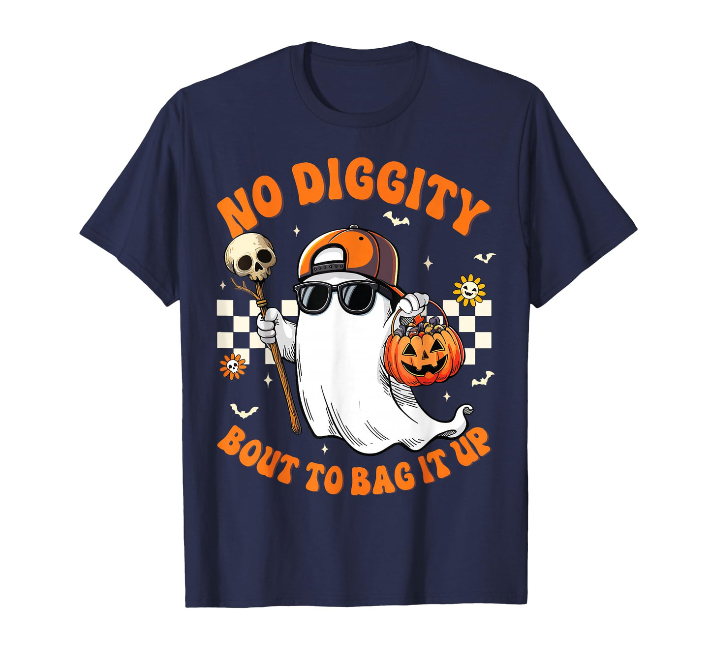 Halloween Ghost No-Diggity Bout to Bag-it Up Kids Boo T-Shirt