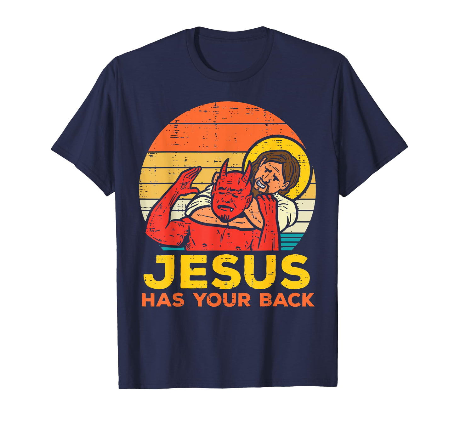 Jesus Has Your Back Jiu Jitsu Retro Christian Men Women Kids T-Shirt