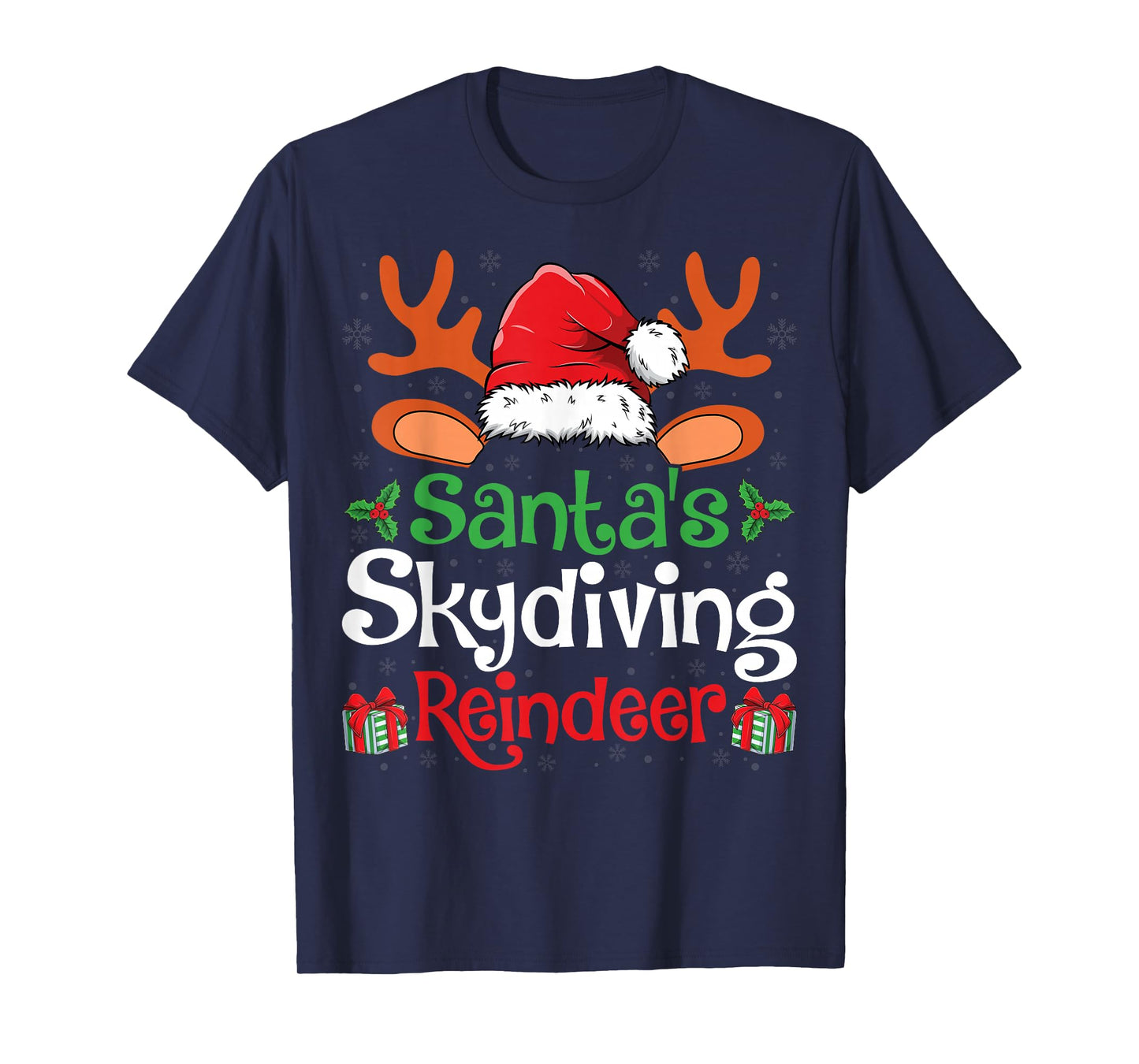 Santa's Skydiving Reindeer Christmas Day Skydiver Men Women T-Shirt