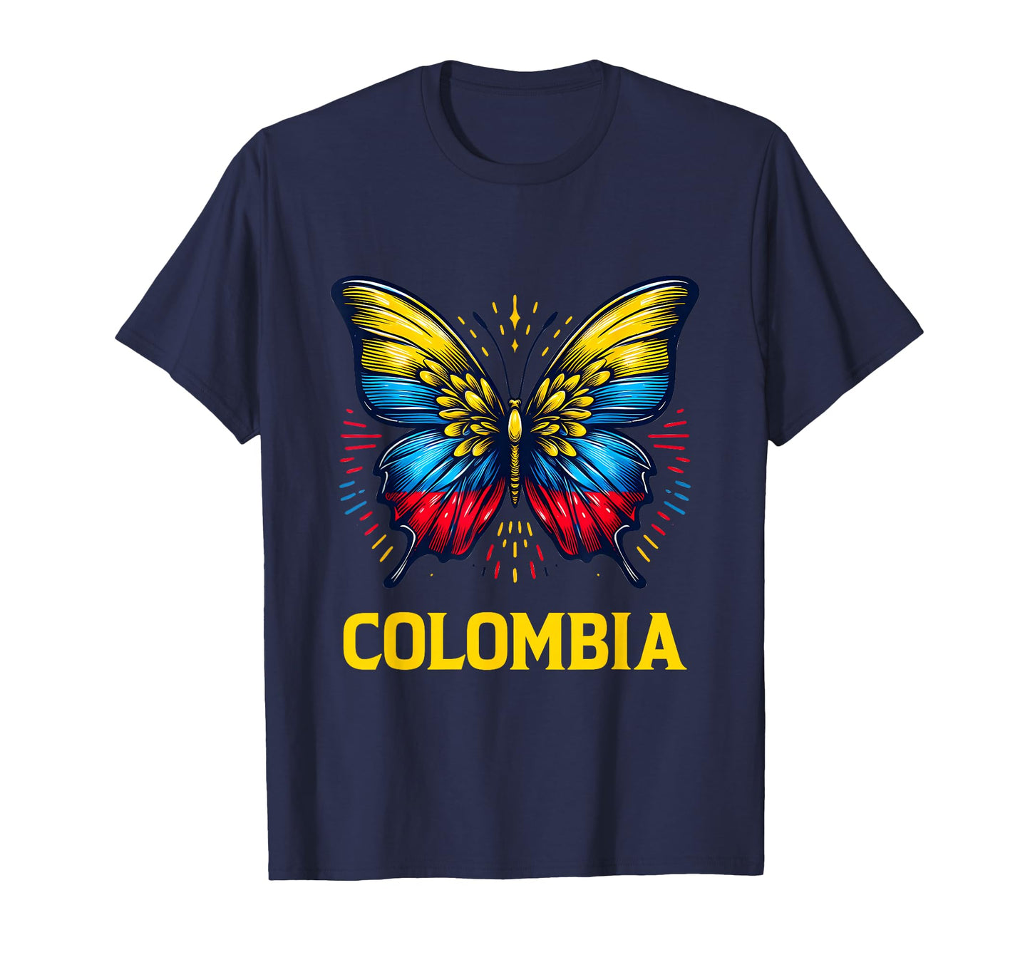 Vintage Colombia Beautiful Butterfly Country Colombian Flag T-Shirt