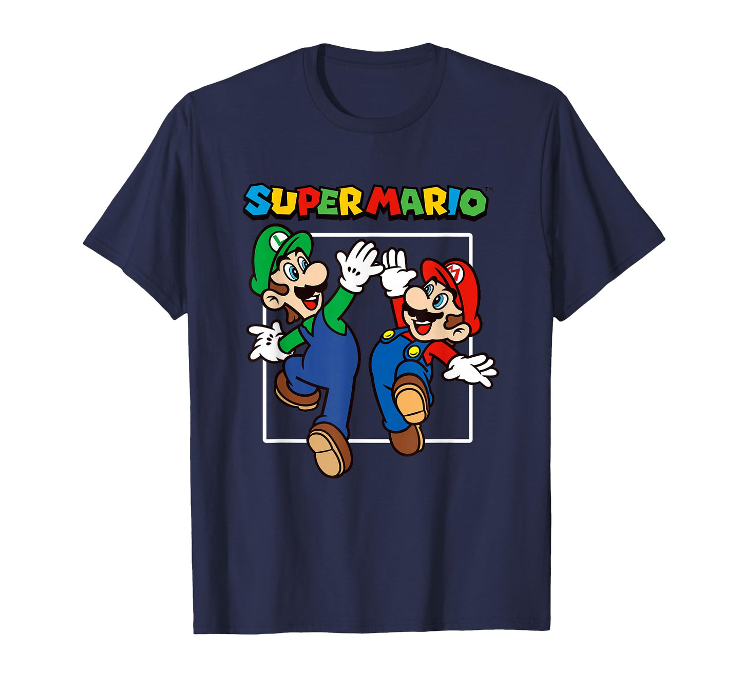 Super Mario Bros Big Jump High Five Retro Portrait T-Shirt