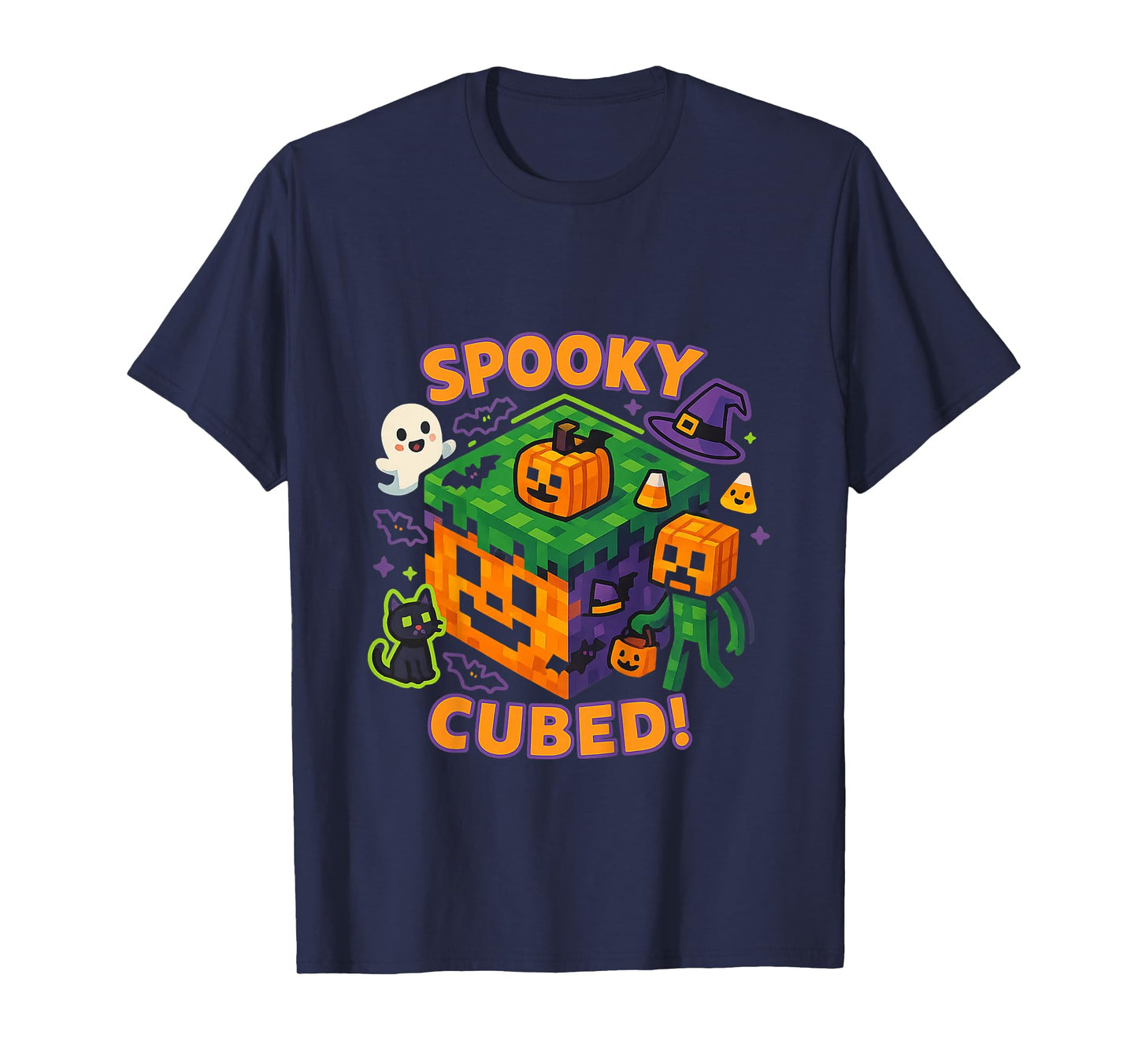Kids Spooky Cubed Halloween Fun T-Shirt