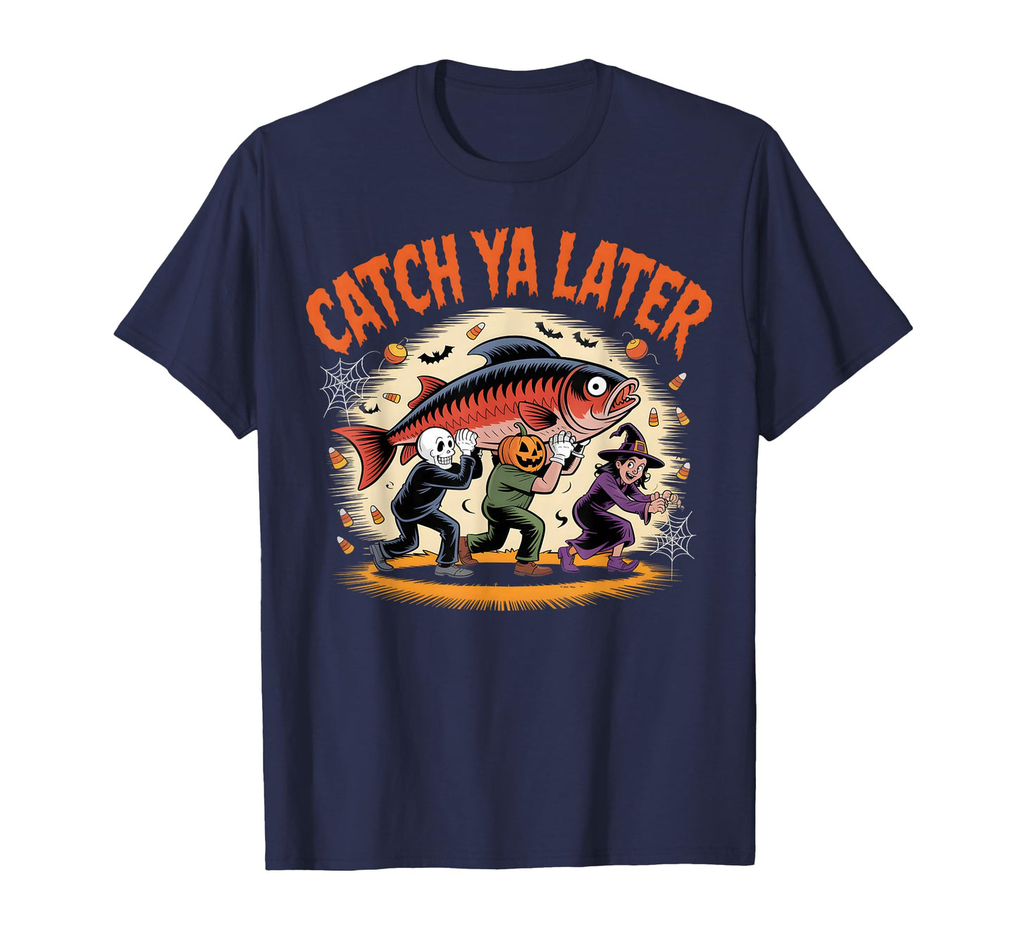 Catch Ya Later Funny Halloween Fishing Pun T-Shirt