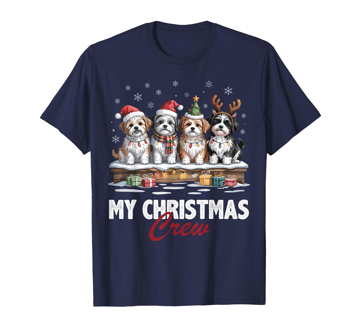 Havanese Christmas Crew Funny Dog Lovers Holiday Pajama T-Shirt