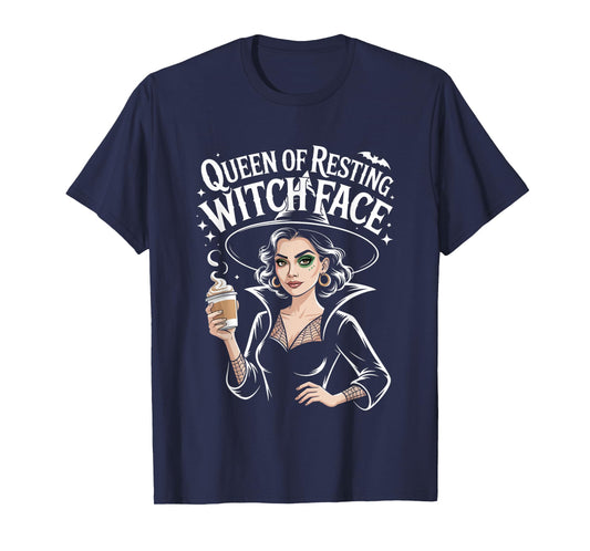 Resting Witch Face Coffee Lover Goth Scary Halloween Funny T-Shirt