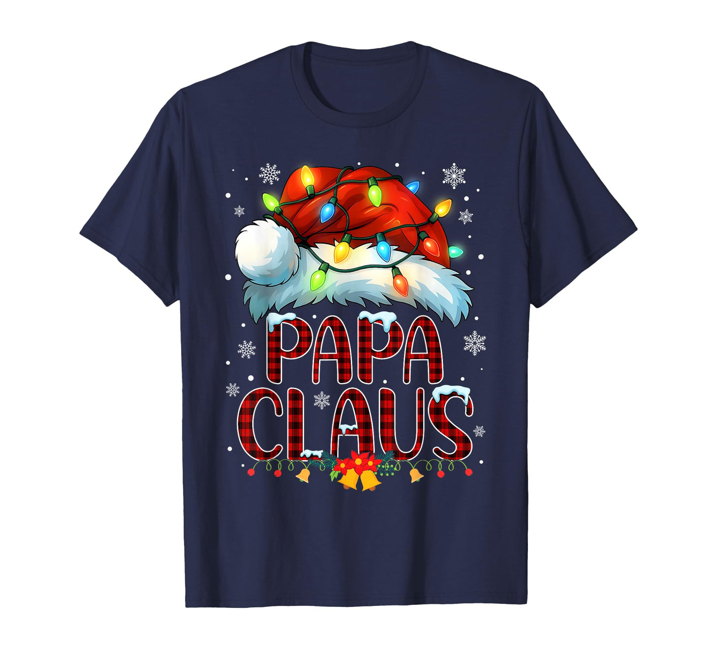 Christmas Hat Lights Pajama Papa Claus Family Matching T-Shirt