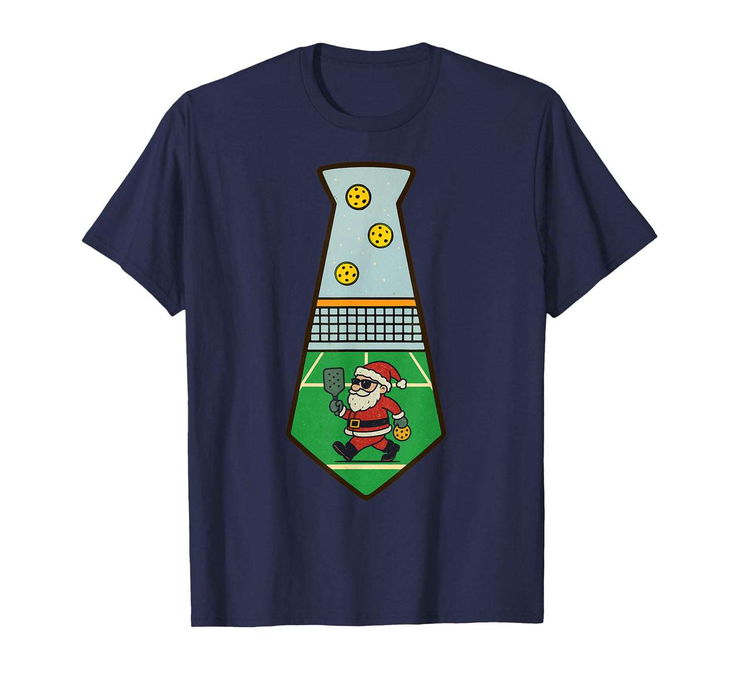 Santa Playing Pickleball Christmas Vintage Funny Xmas T-Shirt