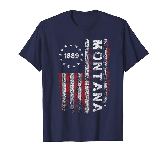 Montana State US Flag Vintage For Men Women Youth T-Shirt