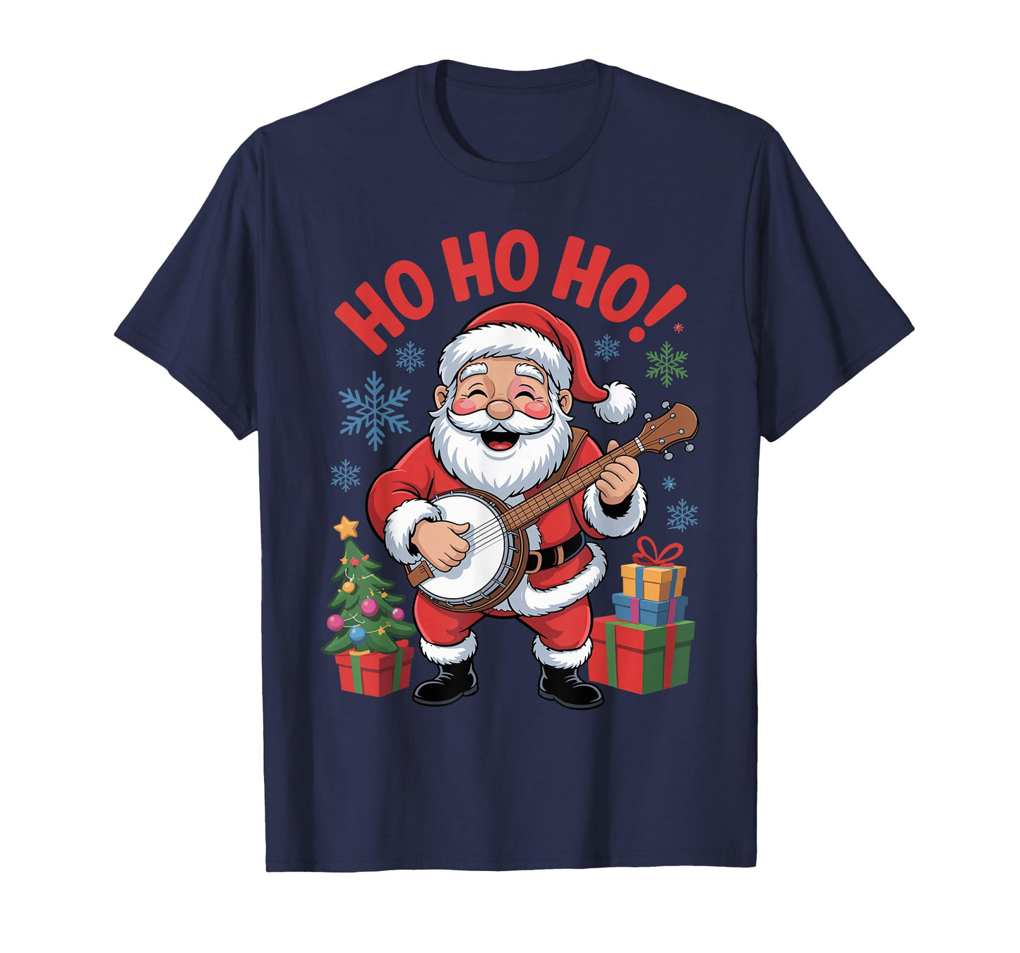 Funny Santa Playing Banjo Holiday Chrismas Xmas Pajama T-Shirt