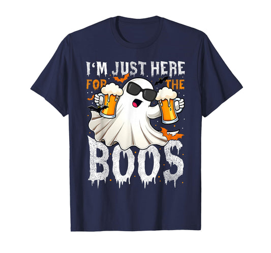 Im Just Here For The Boos Retro Ghost Beer Halloween Costume T-Shirt
