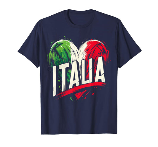 Vintage Italia Heart Italian Flag T-Shirt