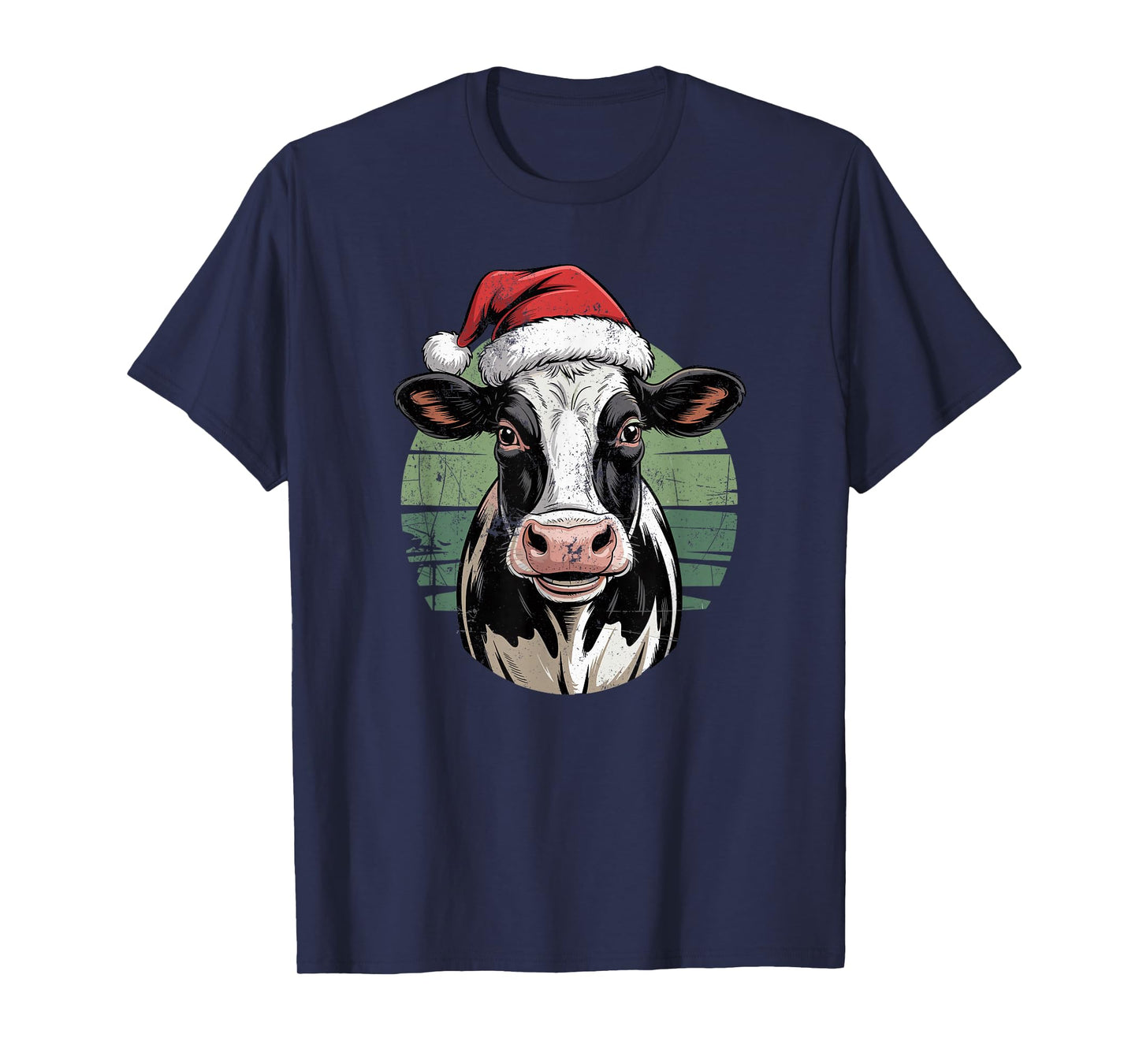 Cow Santa Hat Christmas Farm Animal Lovers Vintage Holiday T-Shirt