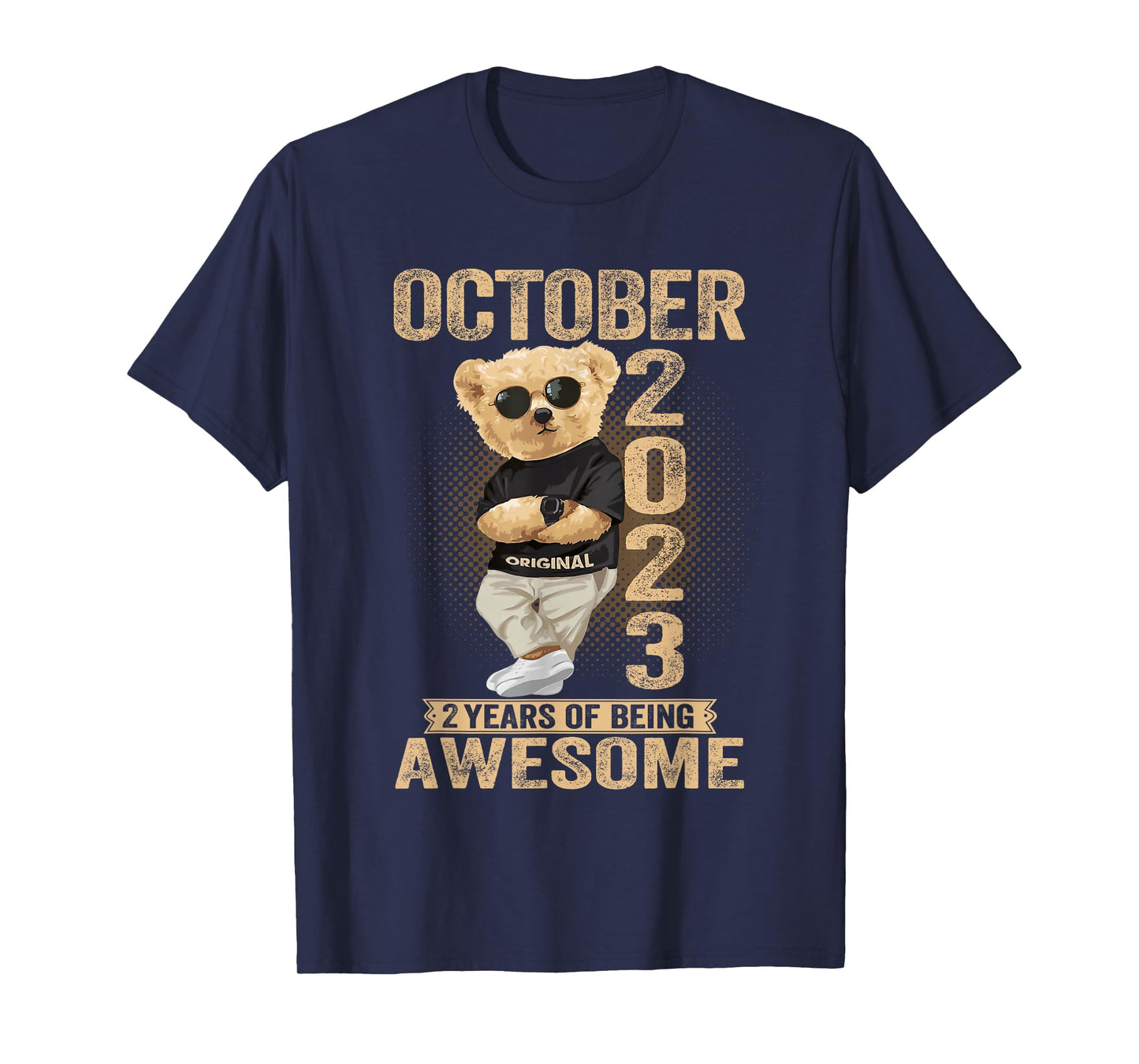 October 2nd Birthday Men Women 2023 Awesome Teddy Bear T-Shirt