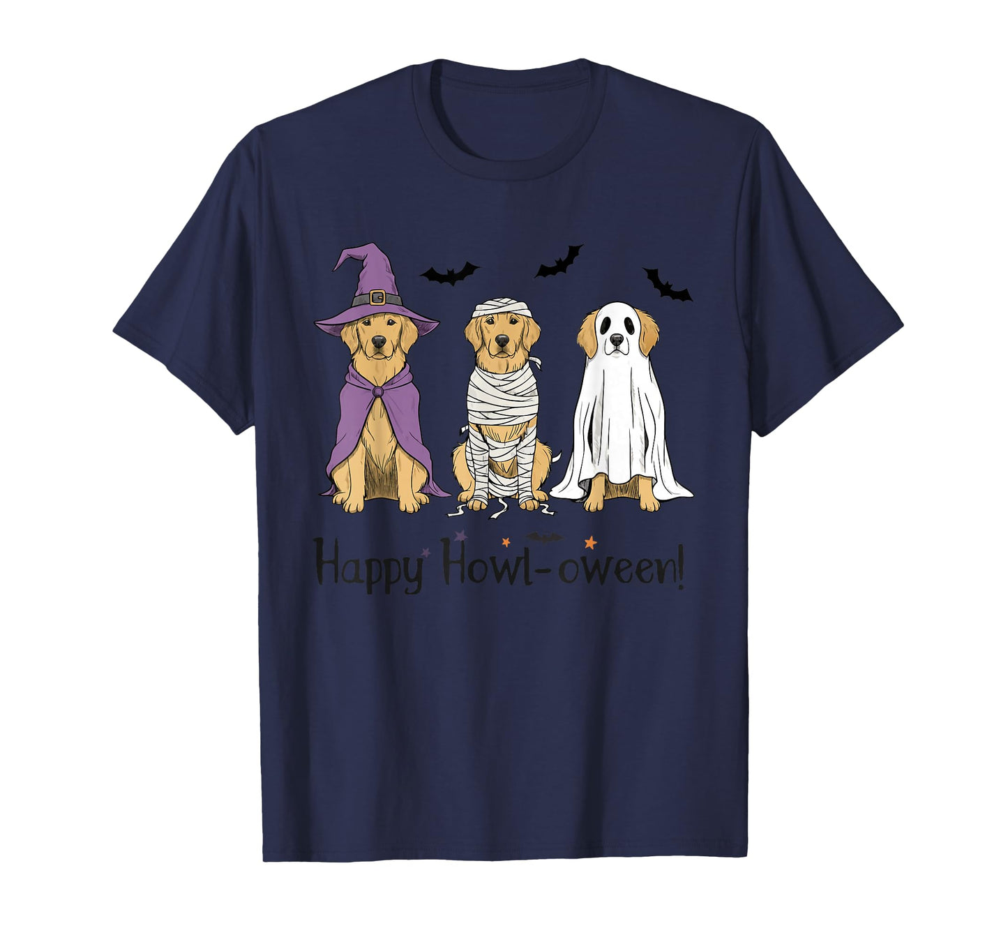 Golden Retriever Halloween Witch Mummy Ghost T-Shirt