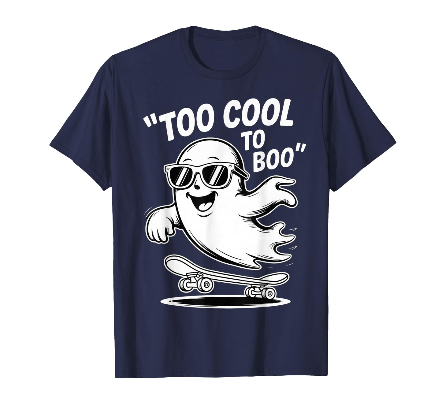 Funny Ghost On Skateboard Retro Halloween Costume Kids Boys T-Shirt