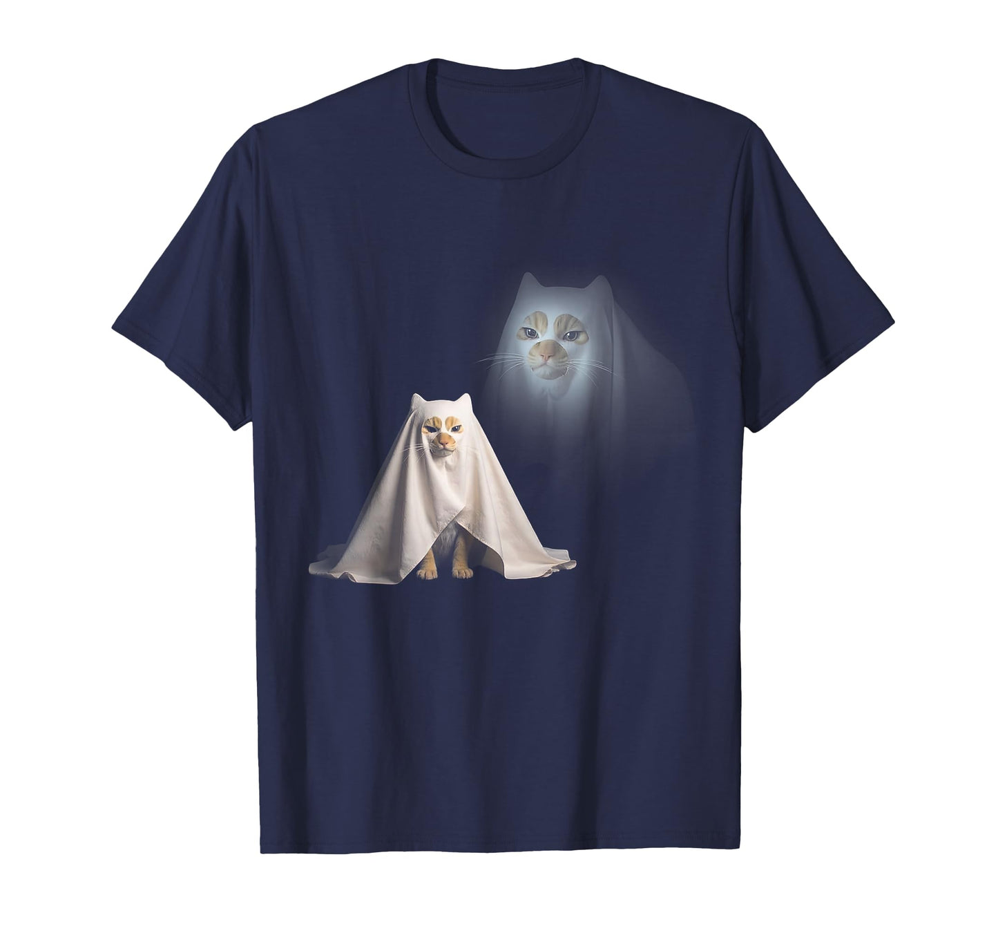 Ghost Cat Halloween Spooky Season Kitty Lover Fall Vibes T-Shirt