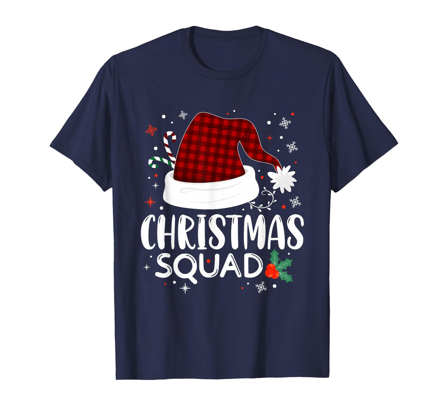 Christmas Squad Red Buffalo Plaid Santa Hat Xmas Pajamas T-Shirt