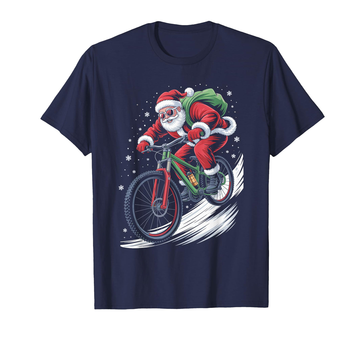 Santa Claus Mountain Bike Ugly Christmas Sweater MTB T-Shirt