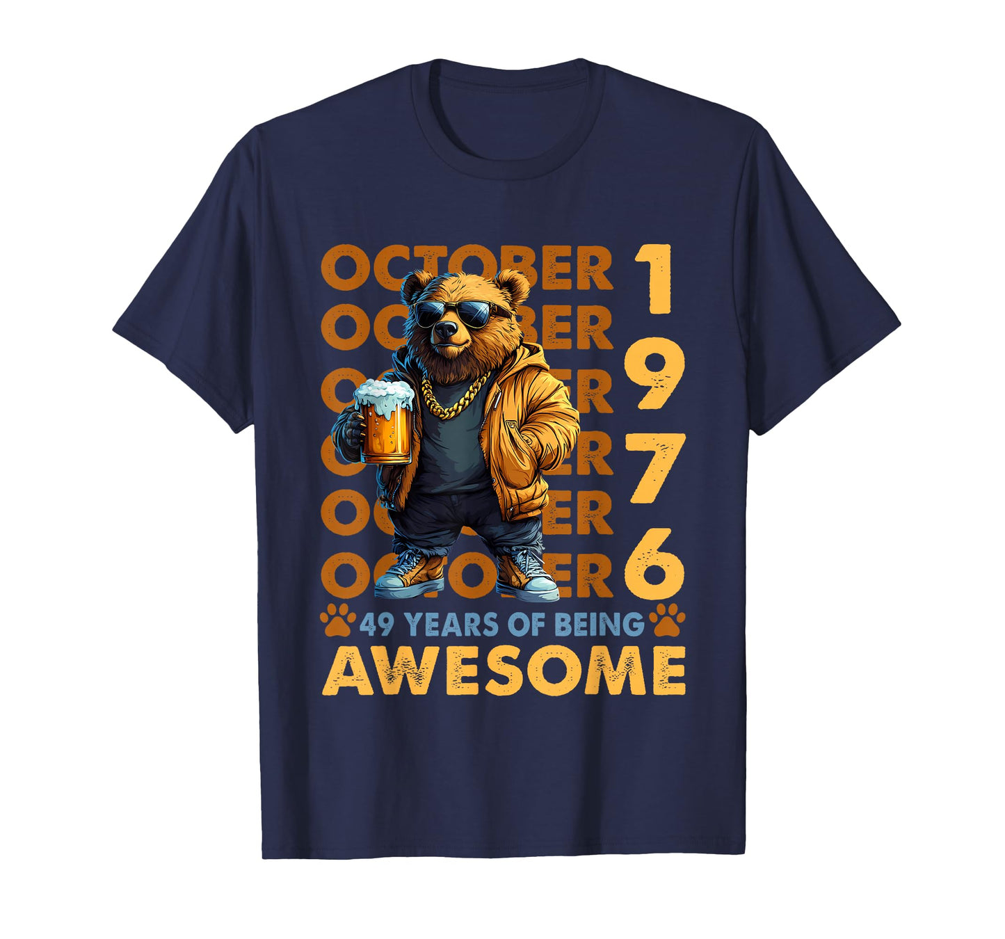 49th Birthday Bear Legends October 1976 49 Years Old Mens T-Shirt