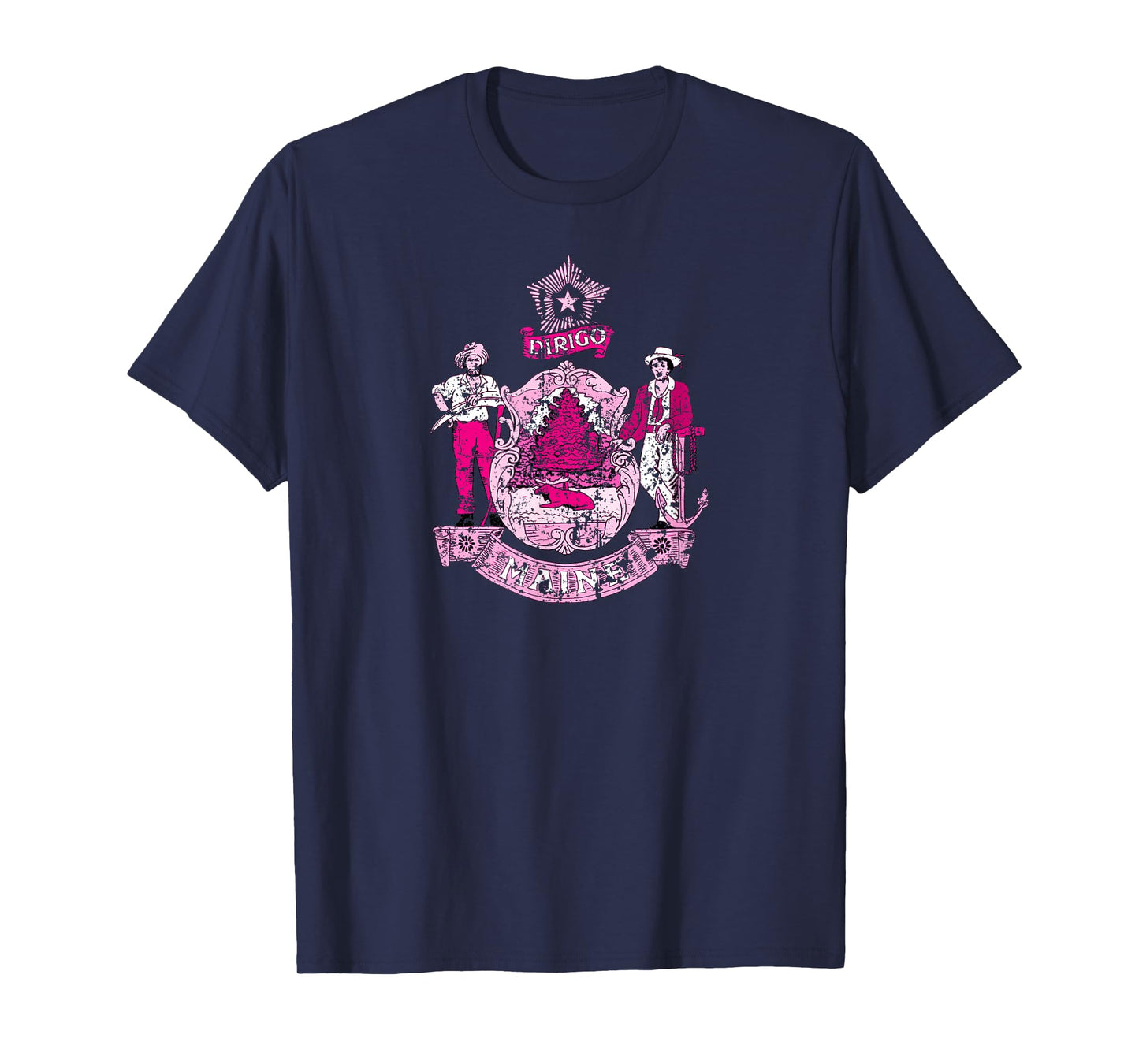 MAINE Flag Pink Vintage | Pink Maine T-Shirt