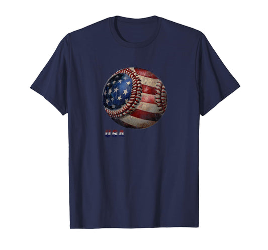 Baseball USA Vintage American Flag T-Shirt