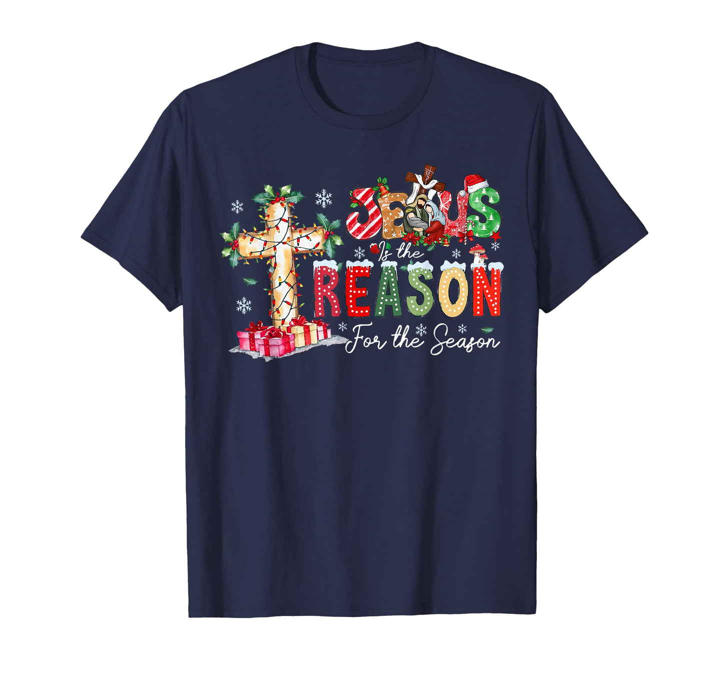 Christmas Jesus Reason Season Xmas Christian Men Women Kids T-Shirt
