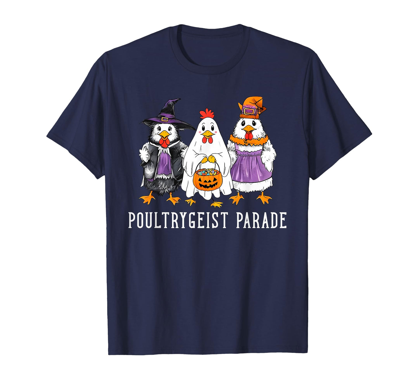 Funny Halloween Spooky Chicken Crew Poultrygeist Parade T-Shirt