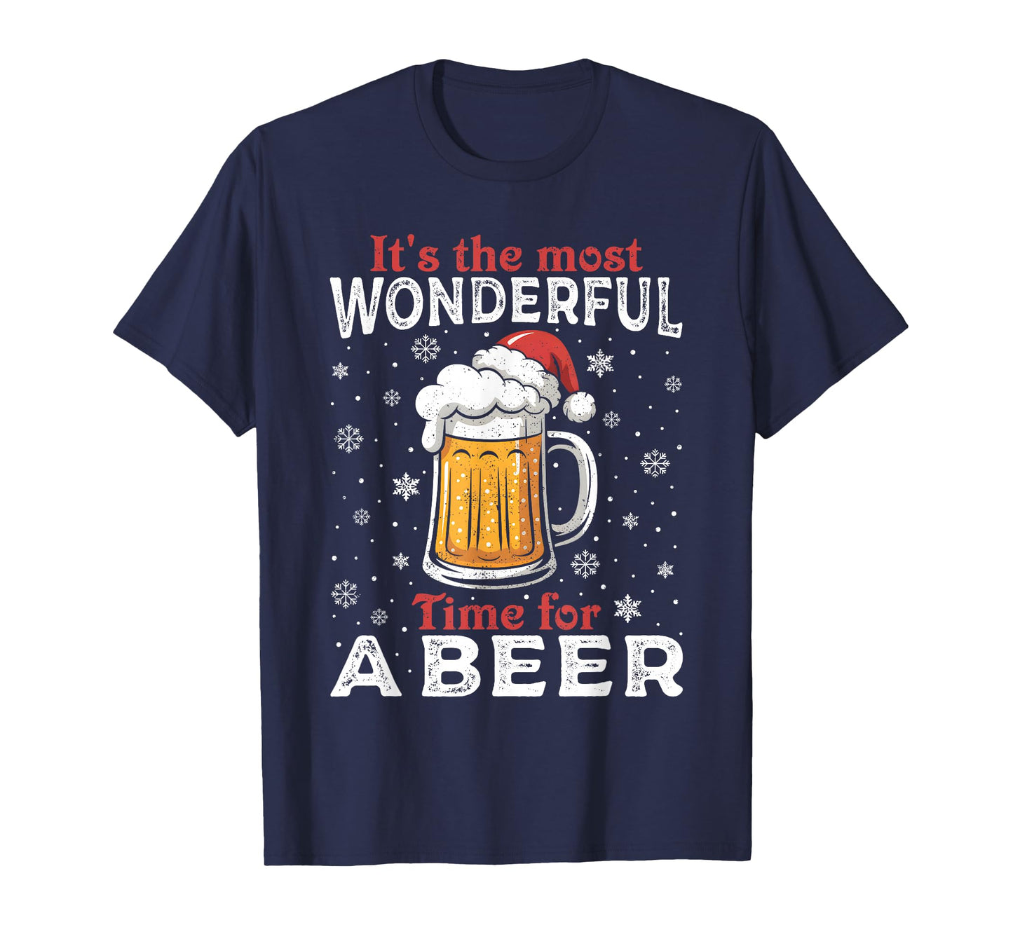 Funny Christmas Pajama Outfit Men Women Beer Mug Santa Hat T-Shirt