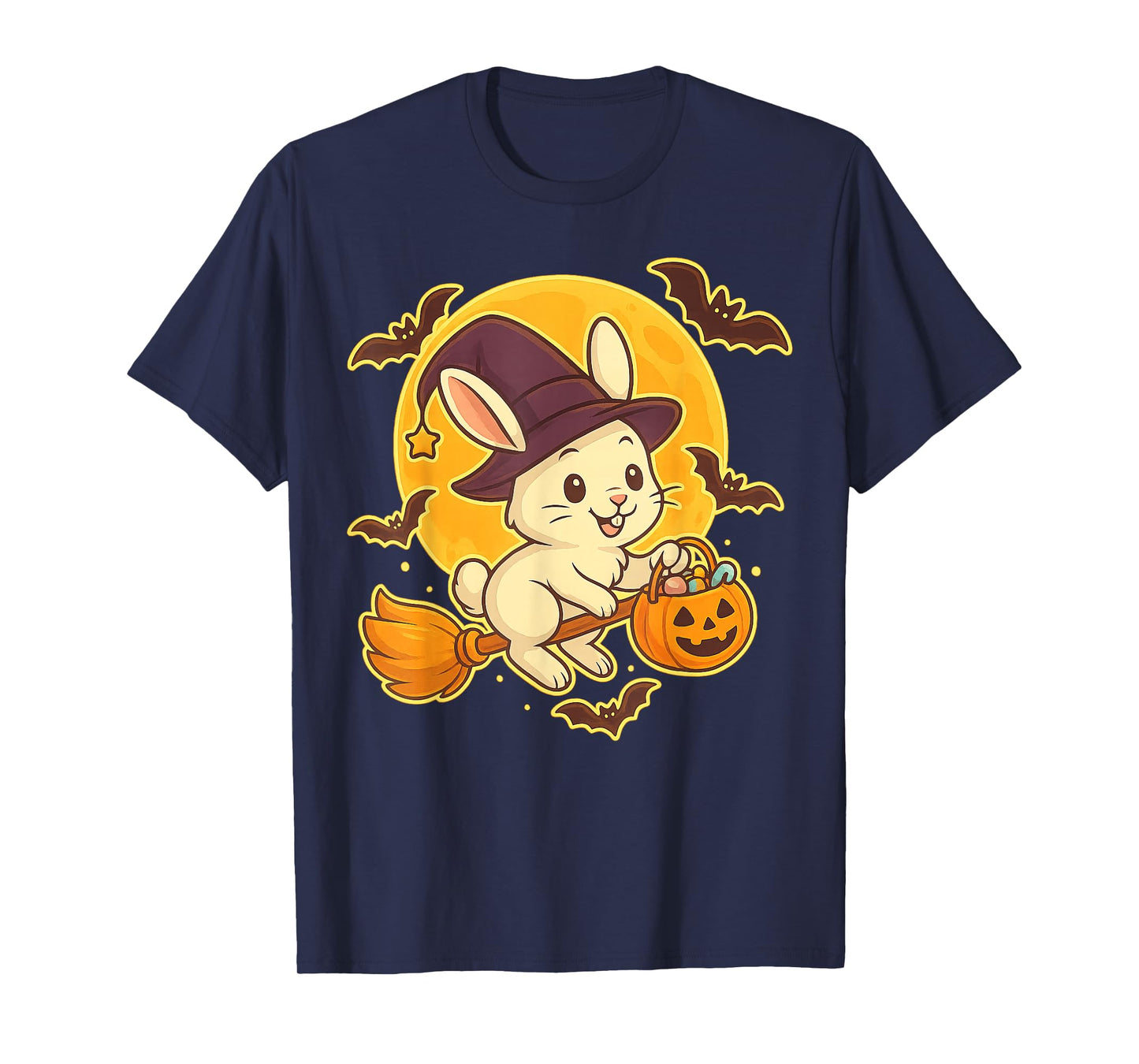 Cute Rabbit Witch Pumpkin Halloween Costume Boys Girls T-Shirt