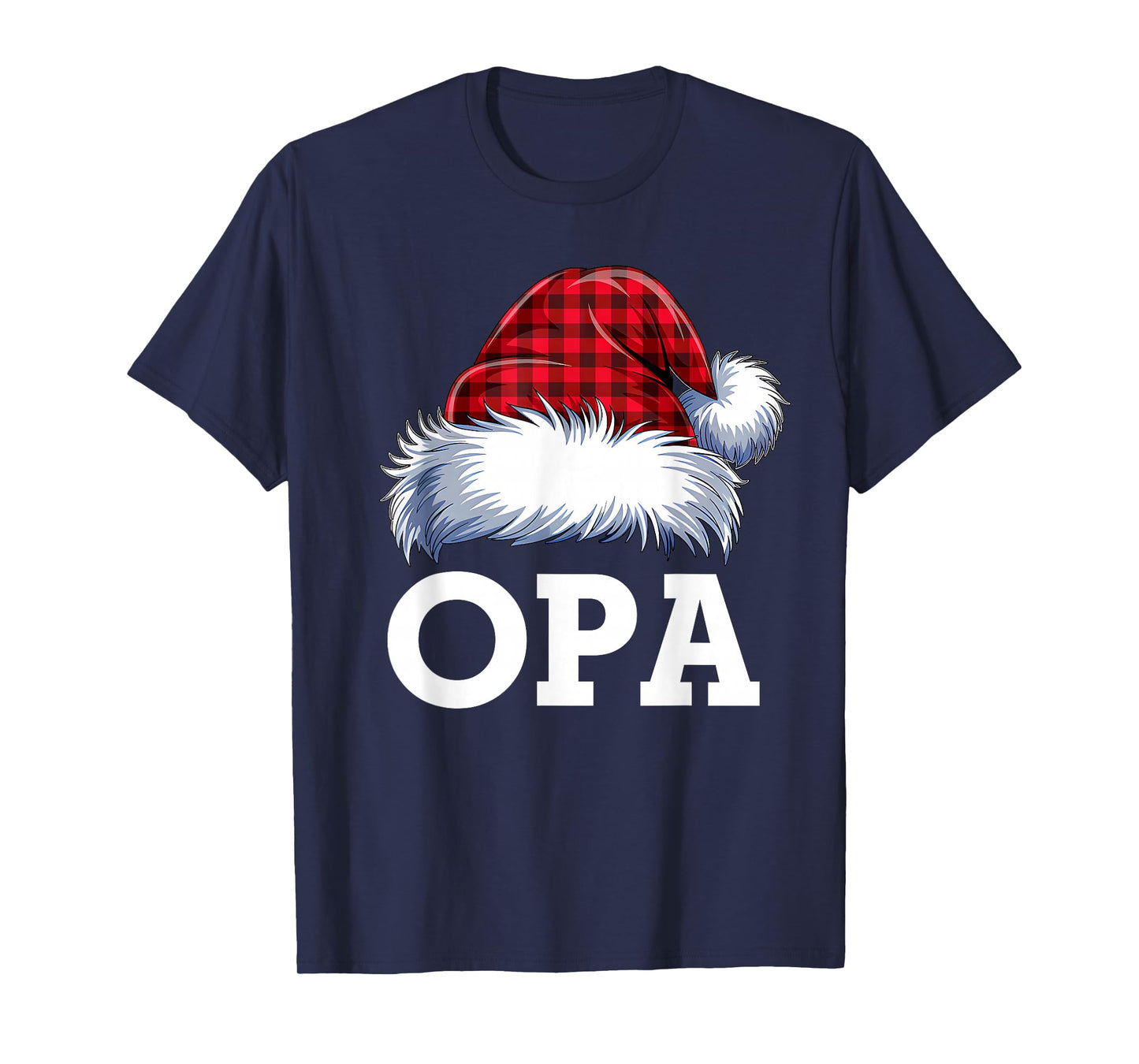 Opa Santa Red Plaid Christmas Family Matching Pajamas Xmas T-Shirt