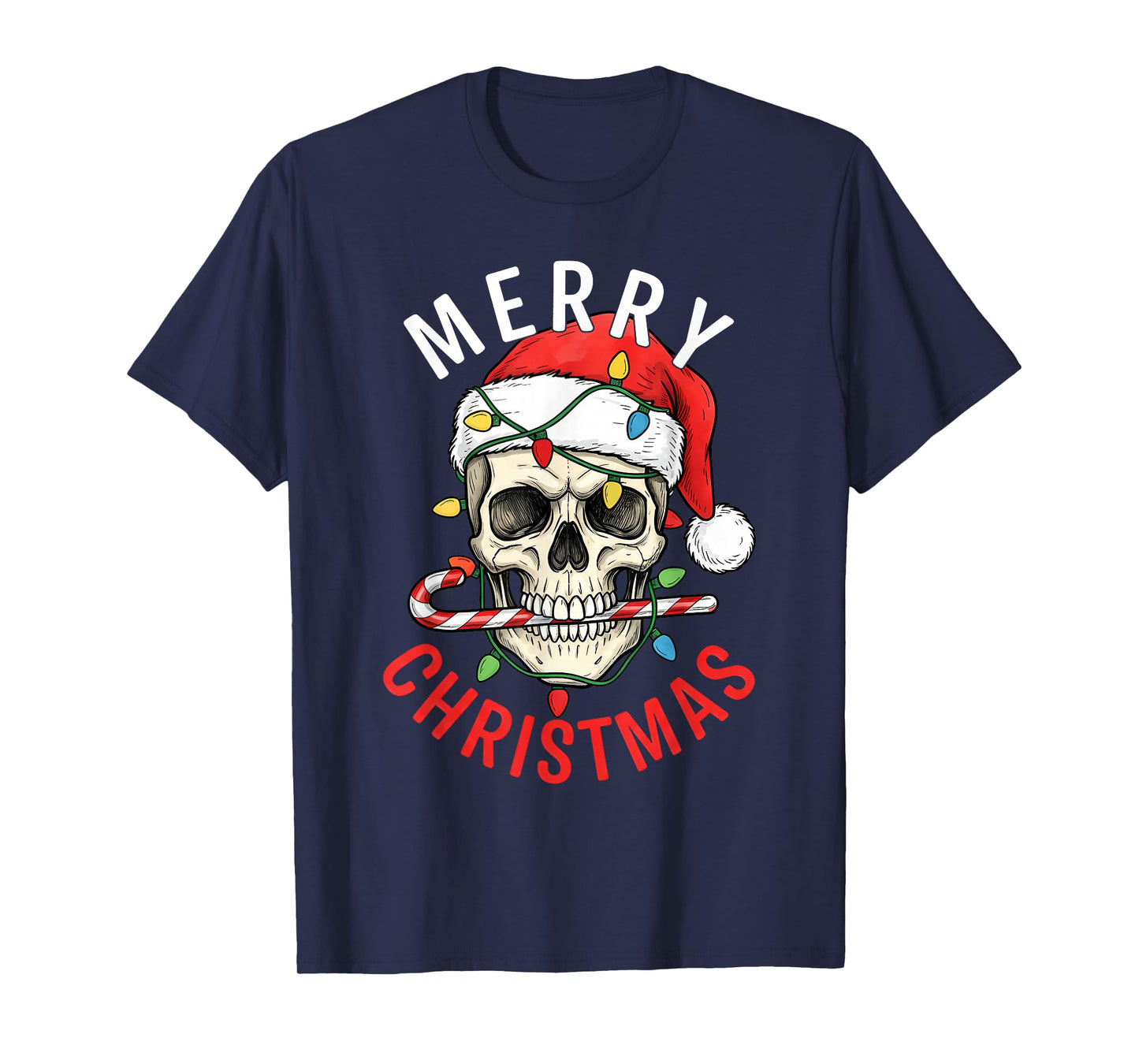 Santa Skull Hat Merry Christmas Family Matching Boys Men T-Shirt