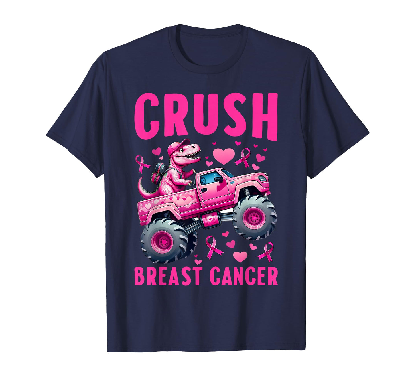 Crush Breast Cancer Awareness Monster Truck Toddler Boy Kids T-Shirt