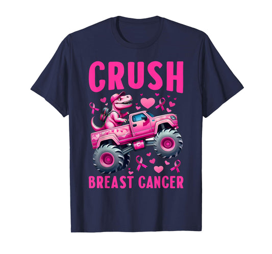 Crush Breast Cancer Awareness Monster Truck Toddler Boy Kids T-Shirt