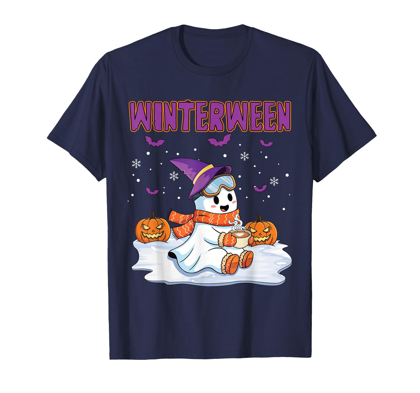 Winterween Witch Ghost Halloween Christmas Winter T-Shirt